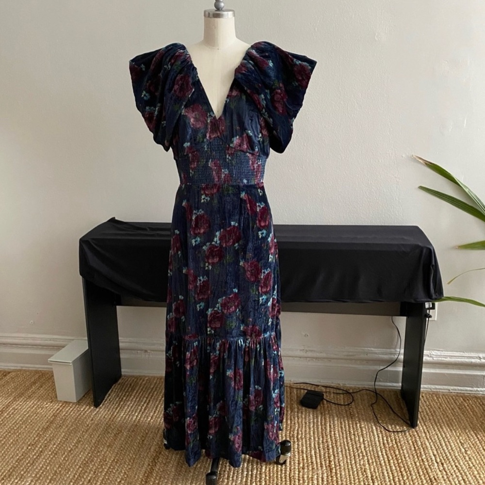 Sea New York Velvet Puff Sleeve Dress